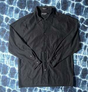 Brandini le collezioni Faux Suede Black Long Sleeve Button Up Shirt